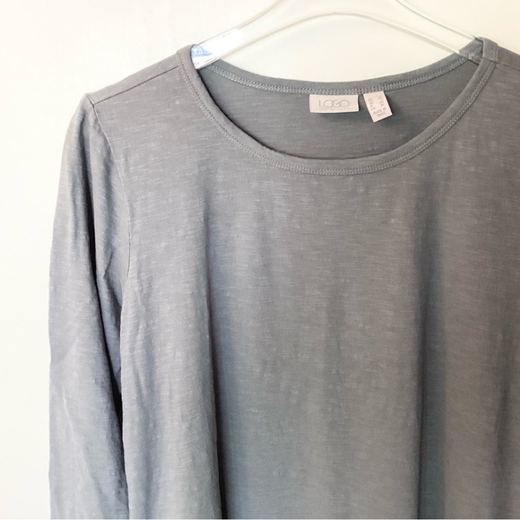 LOGO by Lori Goldstein QVC 3/4 Sleeve Cotton Slub Dress with Asymmetrical Hem L - Picture 2 of 10